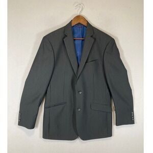 Modern Professional Billy London Men 40L Charcoal Grey Pinstripe 2-Button Blazer